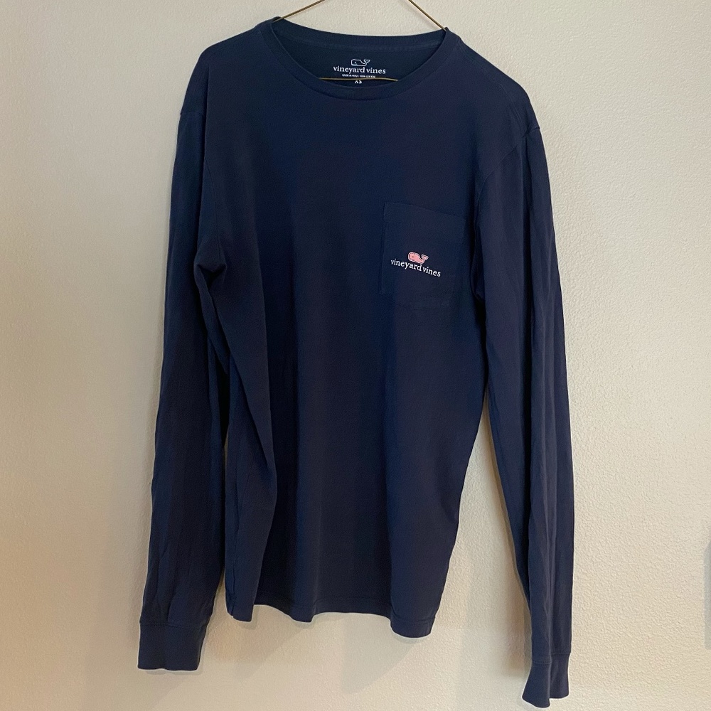 Vineyard Vines | Navy Long Sleeve Front Pocket Logo Shirt | Men's XS